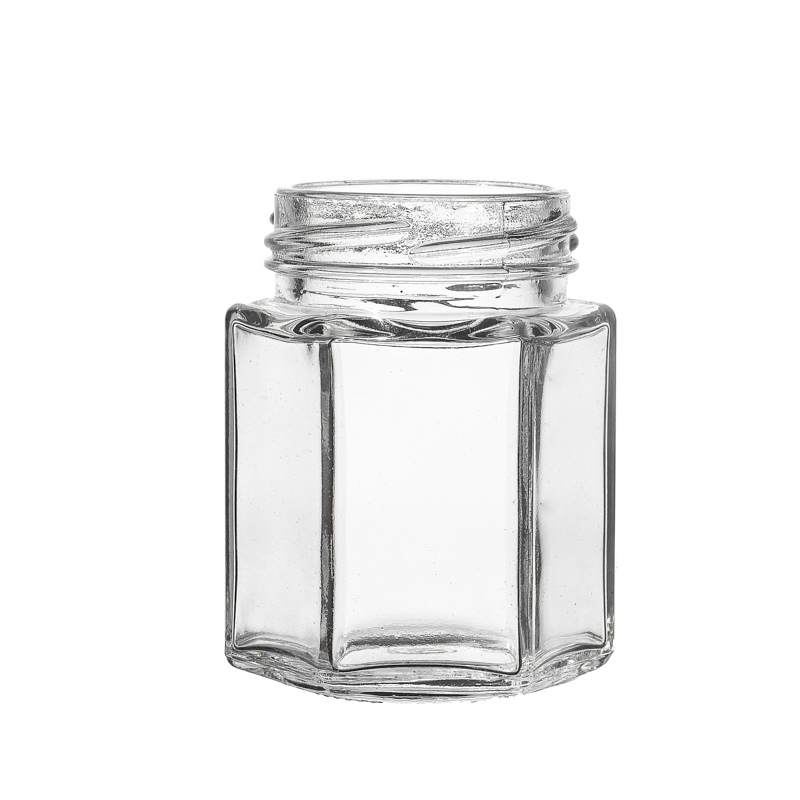Glass Jar Supplier High Quality Flint Hexagonal Screw Top Empty Glass Jam Jar