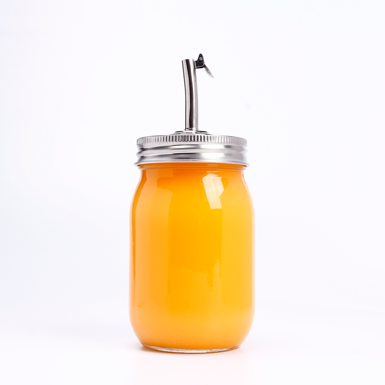 Glass Jar Supplier In Stock 8oz 16oz 25oz Mason Jars Glass With Straw Food Jar For Honey Jam