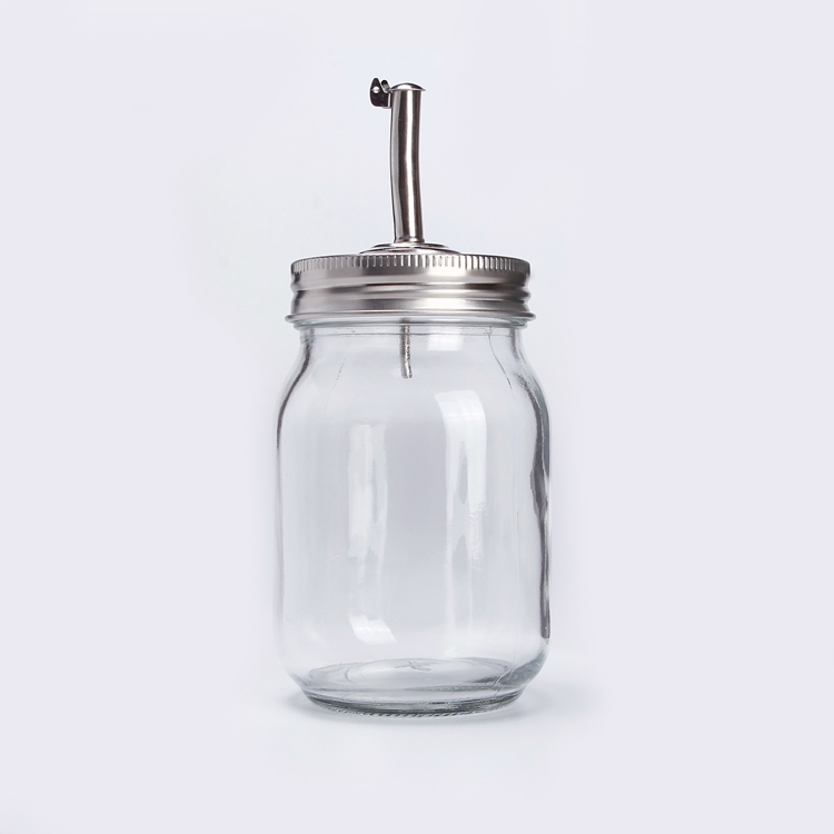 Glass Jar Supplier In Stock 8oz 16oz 25oz Mason Jars Glass With Straw Food Jar For Honey Jam