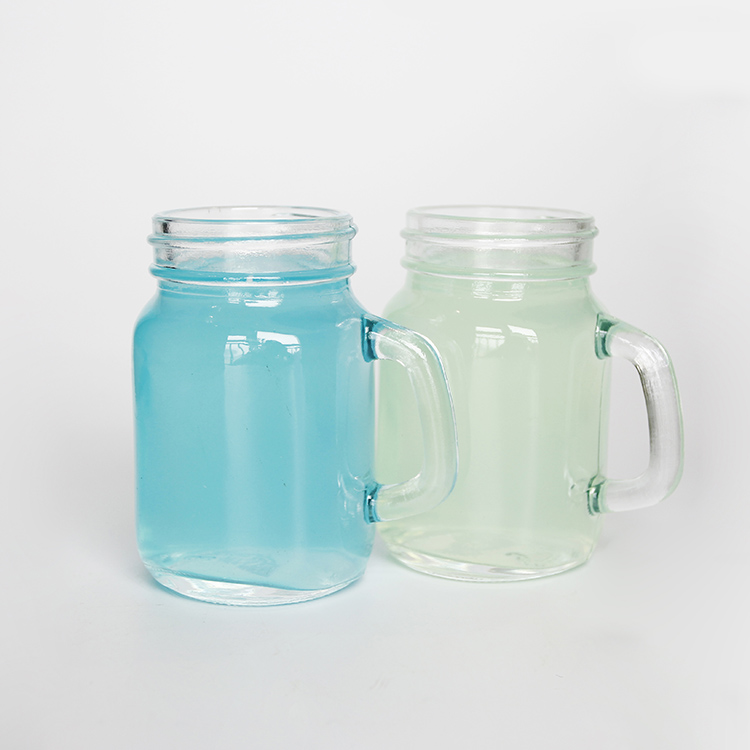 Glass Jar Supplier Sales 4oz 12oz 16oz 20oz Mason Jars Glass With Metal Lid and Handle for Beverage Juice Beer