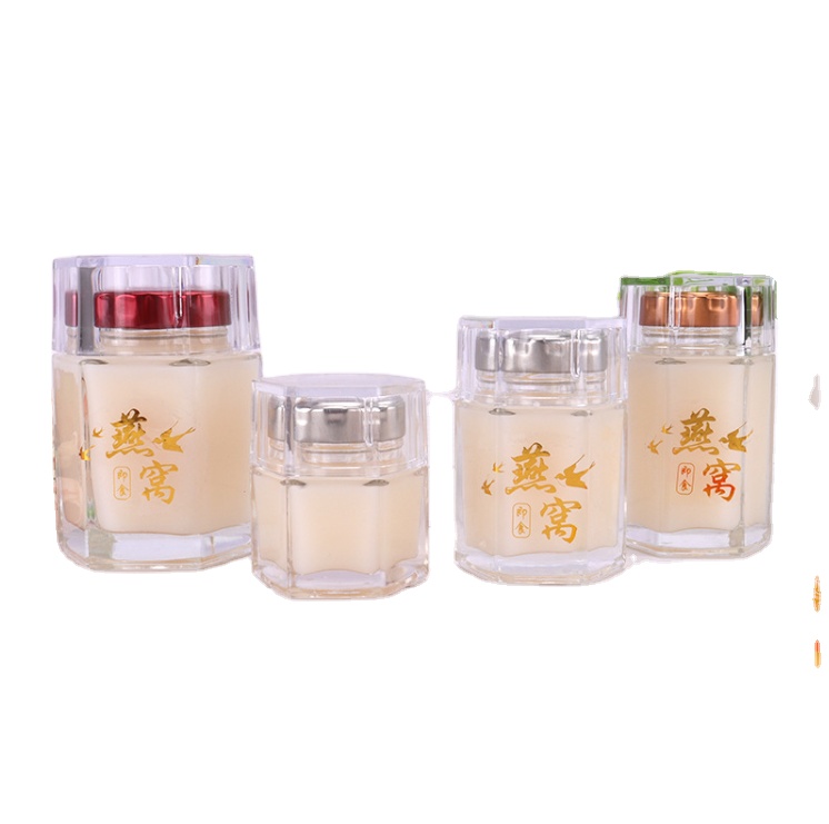 Glass Jar Suppliers Bird-Nest Storage Hexagonal Empty Food Glass Jar with Lids