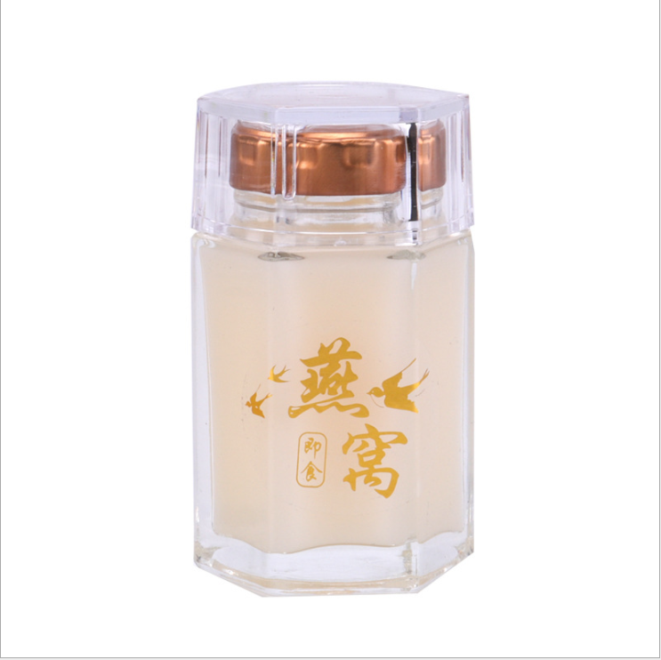 Glass Jar Suppliers Bird-Nest Storage Hexagonal Empty Food Glass Jar with Lids