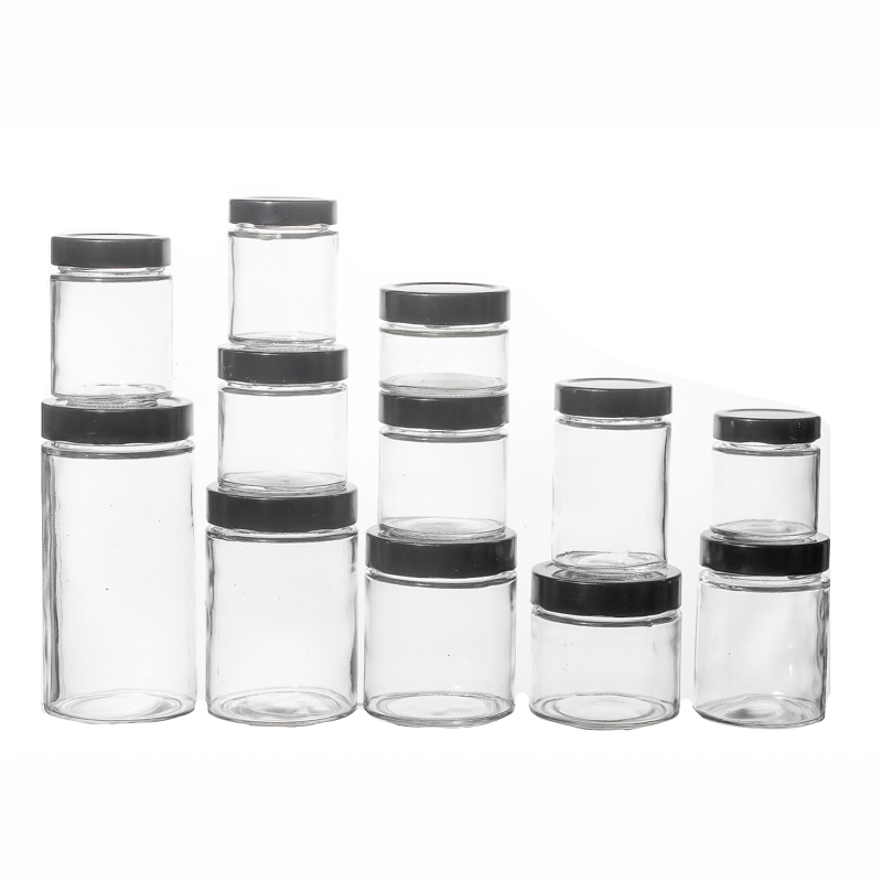 Glass Jar in Bulk Suppliers 100ml 200ml 300ml  500mlHigh Quality Screw Top Lids Various Capacity Storage Round Food Jar Glass