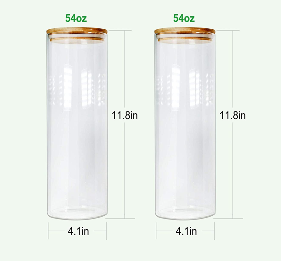 Glass Jar with Bamboo Lids Glass Airtight food Storage Containers Glass Canister SetsLarge Pantr