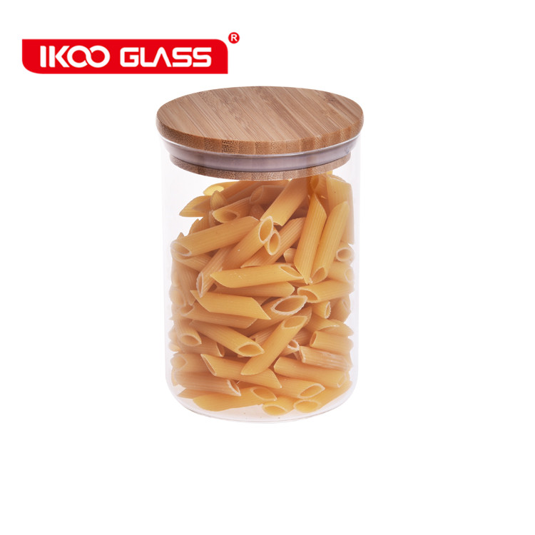 Glass Jar with Bamboo Lids Glass Airtight food Storage Containers Glass Canister SetsLarge Pantr