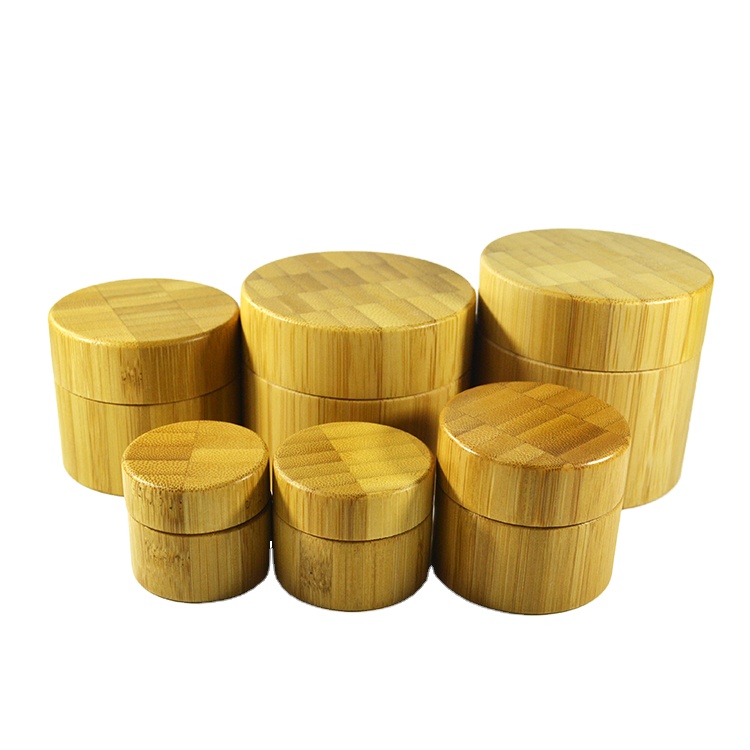 Glass Jar with bamboo lid Empty Cream Jars Cosmetic Packaging Containers Pot With Lid