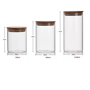 Glass Jars Suppliers High Borosilicate Bamboo Lid Food Storage Glass Jars Wholesale