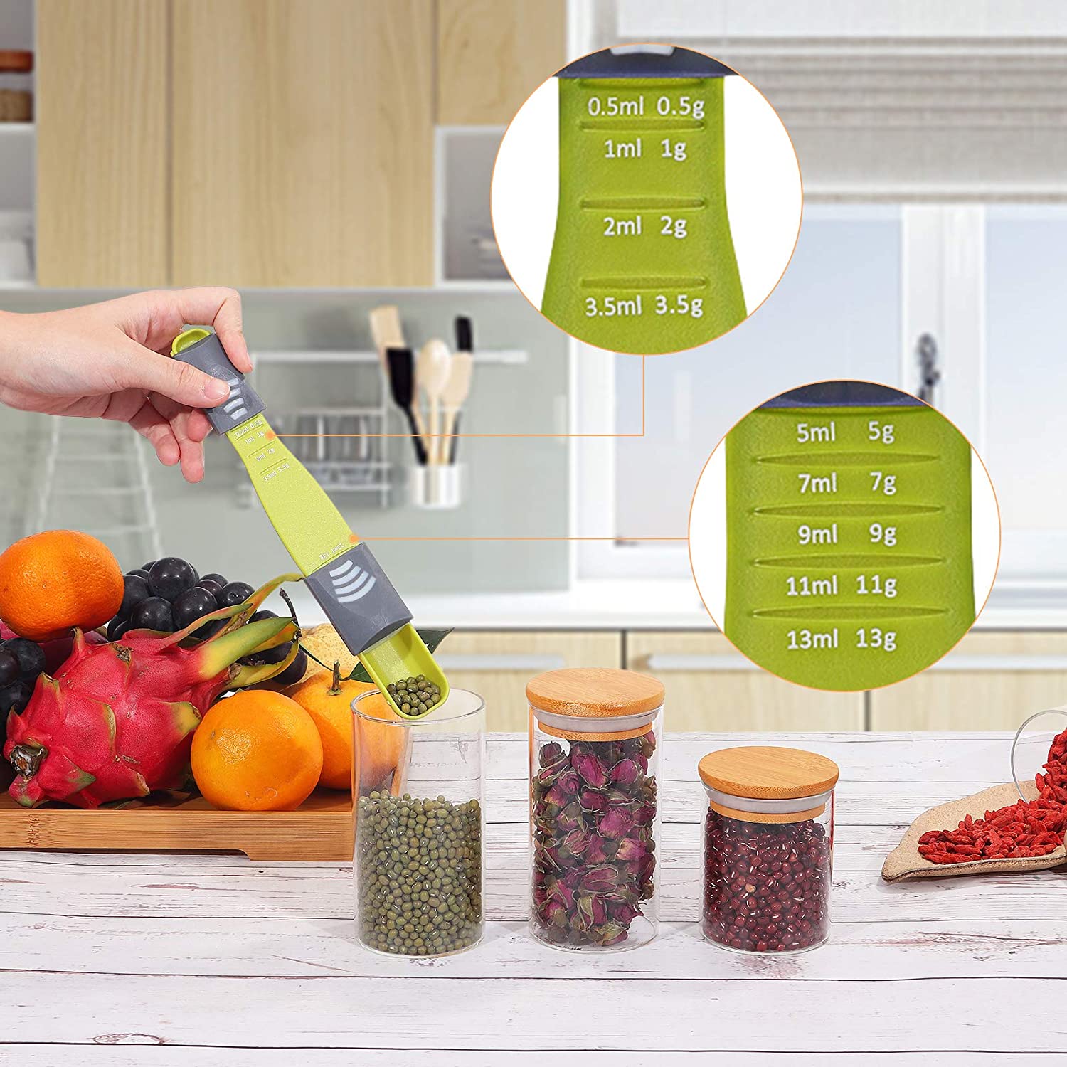 Glass Jars with Bamboo Lids, Airtight Canisters Set for Kitchen Pantry Organization, Clear Glass Food Storage Containers