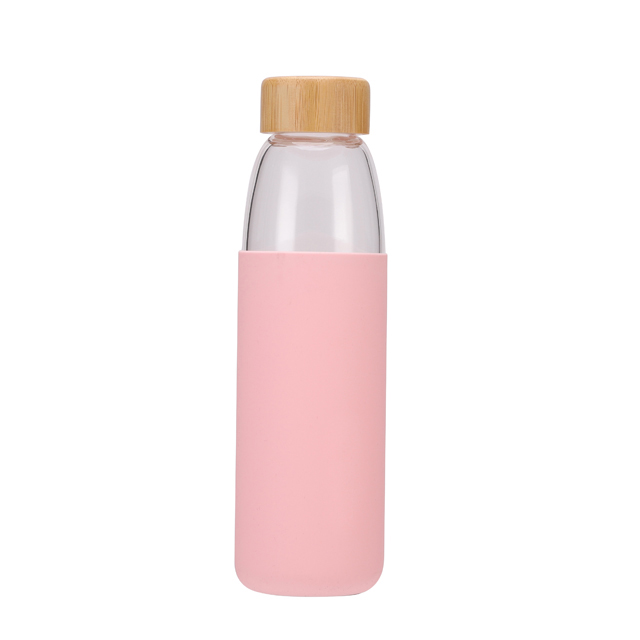 Glass Juice Bottle With Bamboo Lid, Silicone Sleeves