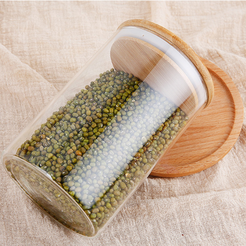 Glass Kitchen Canisters Clear Glass Food Storage Jar With Airtight Bamboo Lids