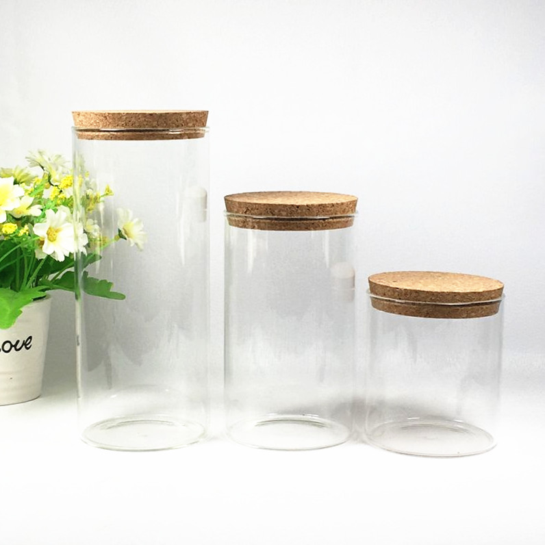 Glass Kitchen Canisters Clear Glass Food Storage Jar With Airtight Bamboo