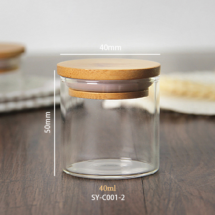 Glass Kitchen Canisters Clear Glass Food Storage Jar With Airtight Bamboo