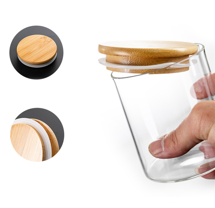 Glass Kitchen Canisters with Airtight Bamboo Lid, Reusable Eco-friendly Glass Food Storage Jars, High Borosilicate Glass Can