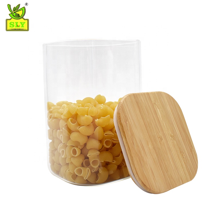 Glass Kitchen Canisters with Airtight Bamboo Lids, Glass Storage Jars for Kitchen