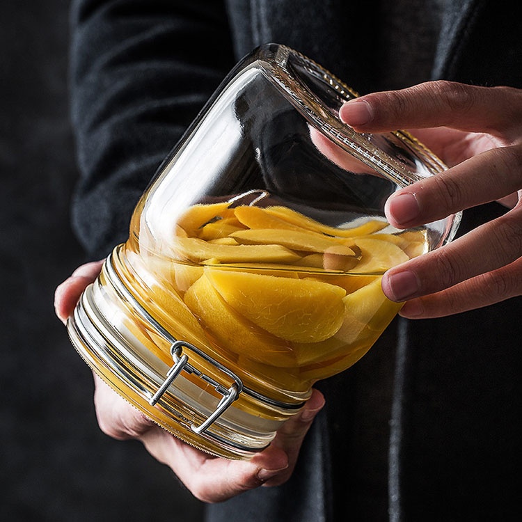 Glass Kitchen Storage Canister with Lids Airtight Glass Canister with Hinged Lid Perfect for Kitchen Canning Cereal