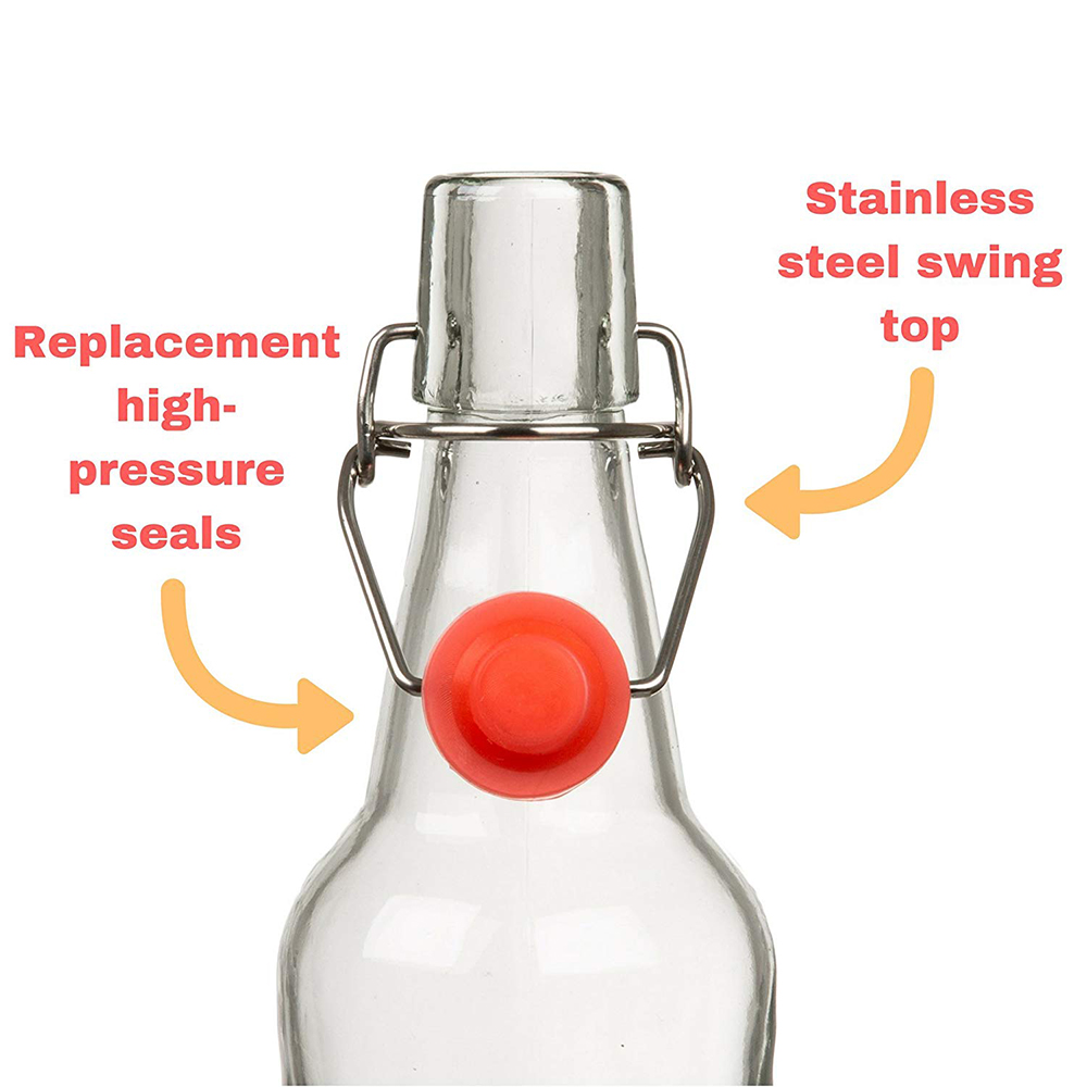 Glass Kombucha Bottles For Home Brewing Kombucha Kefir or Beer-16oz Clear Flip top Glass Grolsch Bottles