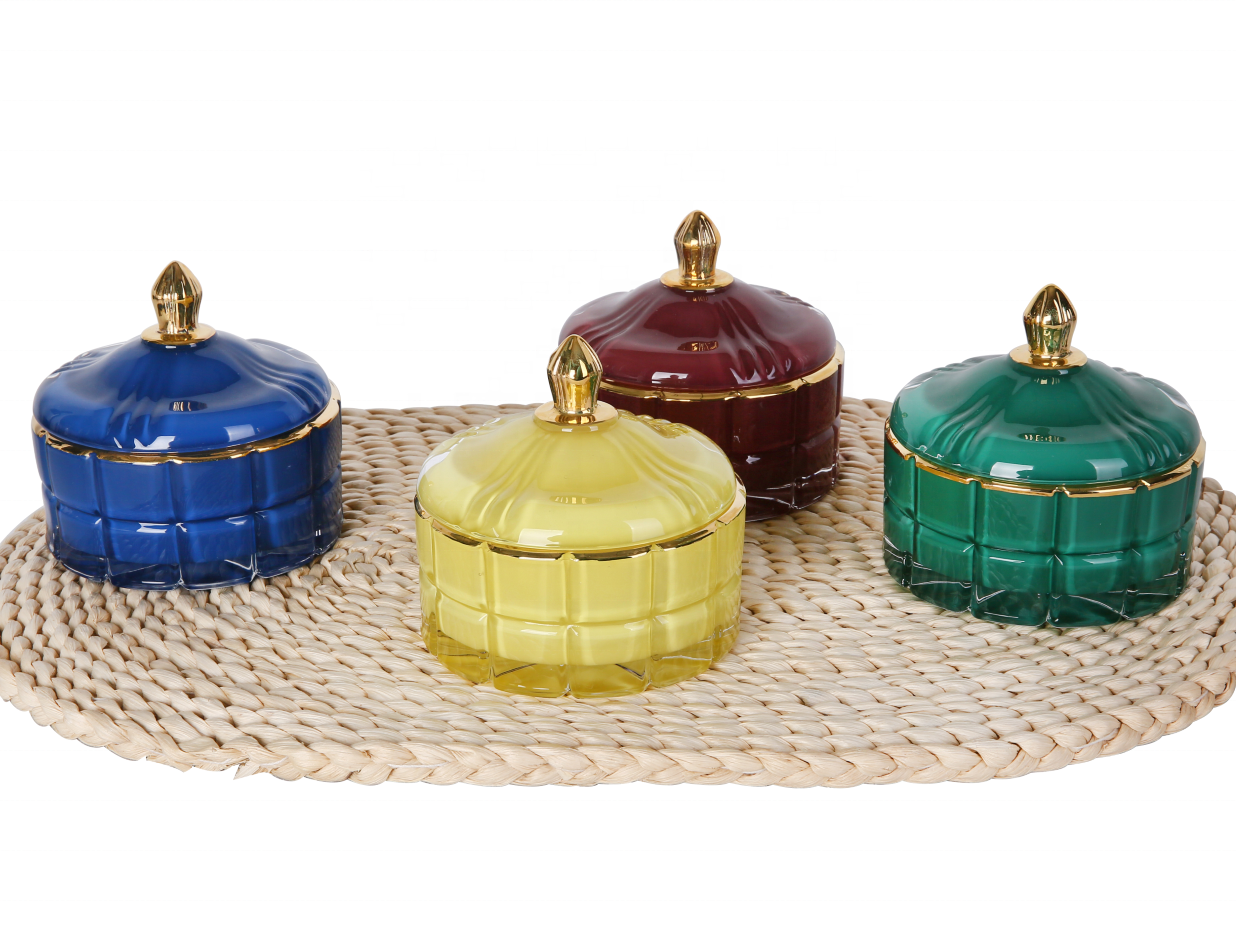 Glass Lid Cotton Swabs Container set of 1 Holder Vanity Canister Jar