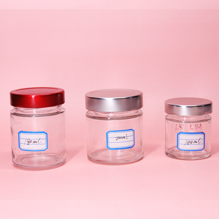 Glass Mason Jar Food Canning Packaging Glass Jar for Jam Honey Juice Pickle with Metal Lid