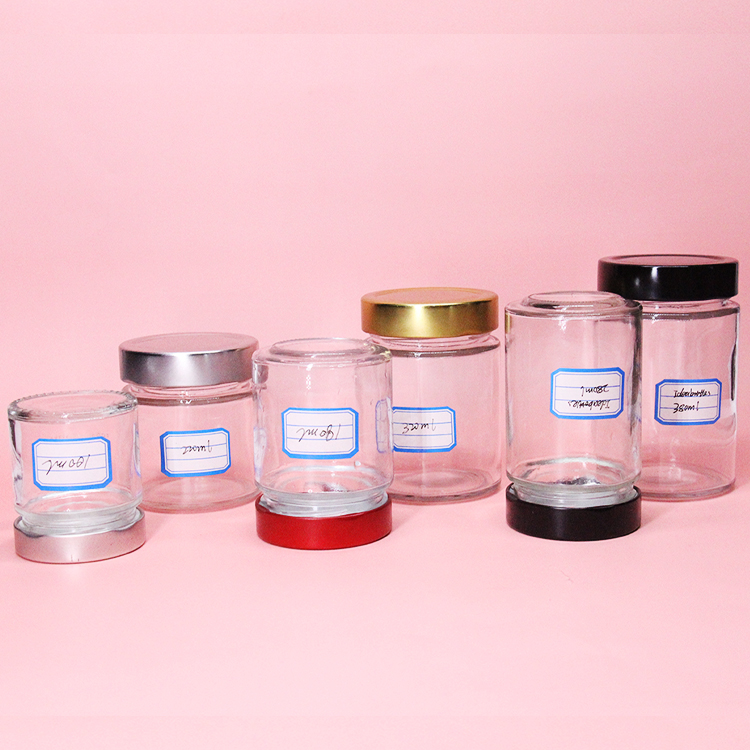 Glass Mason Jar Food Canning Packaging Glass Jar for Jam Honey Juice Pickle with Metal Lid