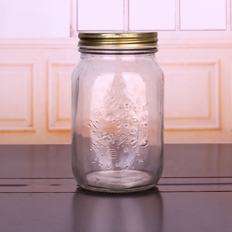 Glass Mason jar 1500ml wide mouth glass food storage Canisters square Pot Glass Storage jar