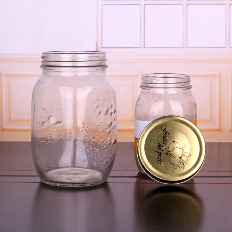 Glass Mason jar 1500ml wide mouth glass food storage Canisters square Pot Glass Storage jar