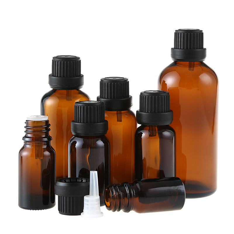 Glass Material Amber Essential Oil Glass Bottle 10ml With Anti-theft Cap