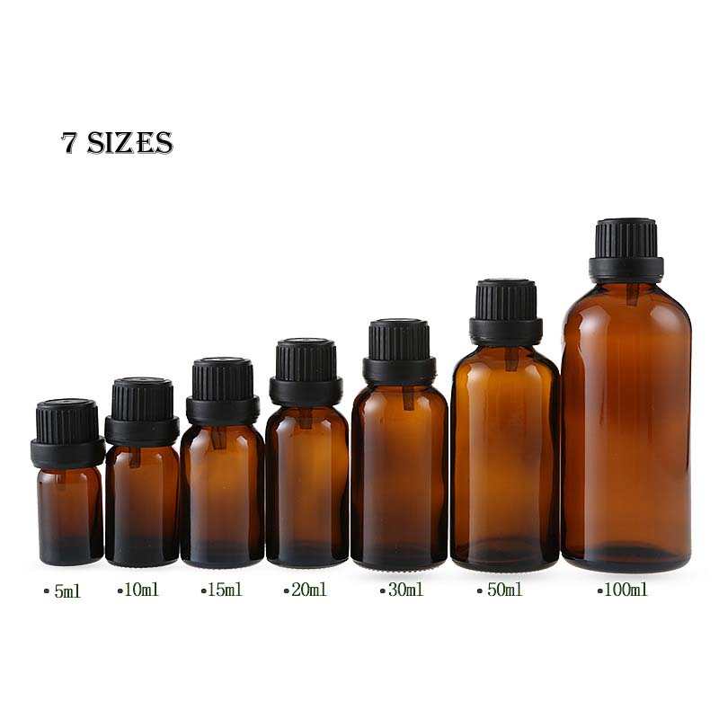 Glass Material Amber Essential Oil Glass Bottle 10ml With Anti-theft Cap