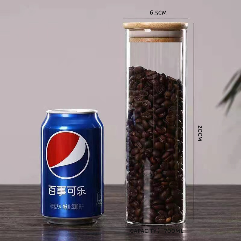 Glass Material and Eco-Friendly Feature Borosilicate Glass Storage Jar with Bamboo Press Lid