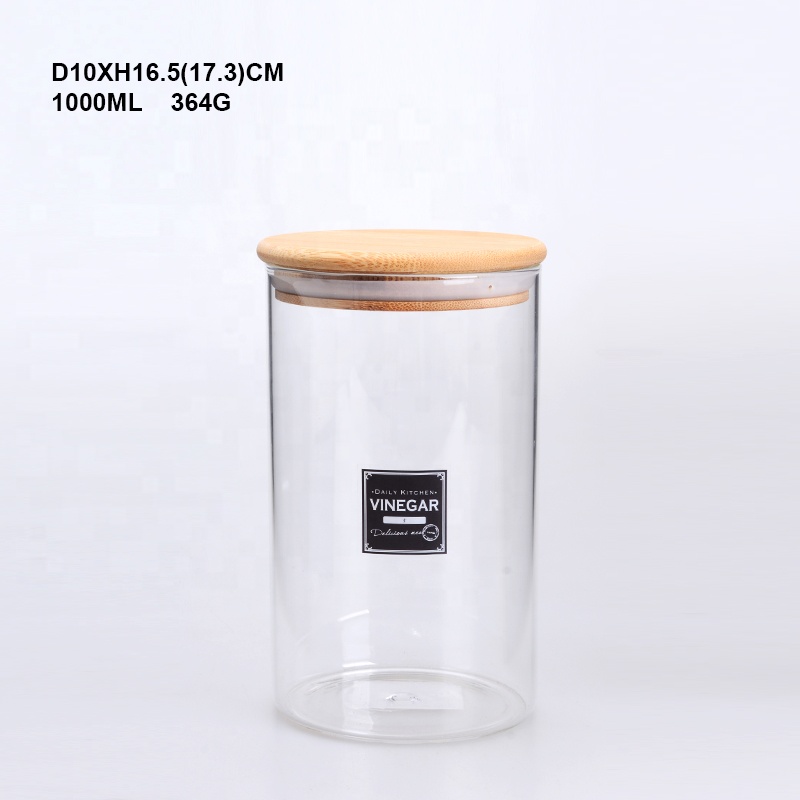 Glass Material and Eco-Friendly Feature Glass Storage Jar with Sealed Bamboo Lids