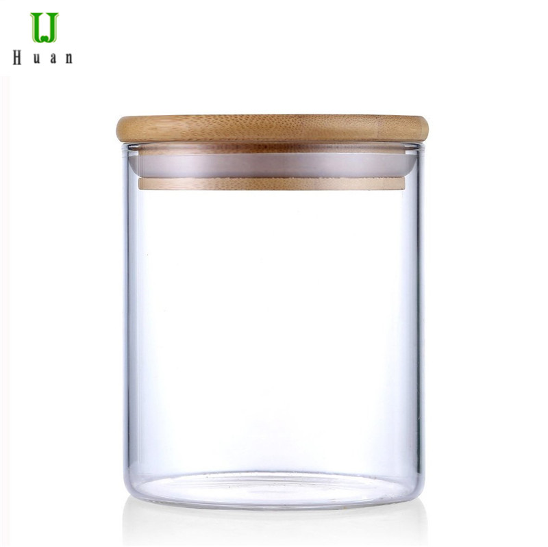 Glass Material and Eco-Friendly Feature borosilicate glass storage jar with bamboo press lid