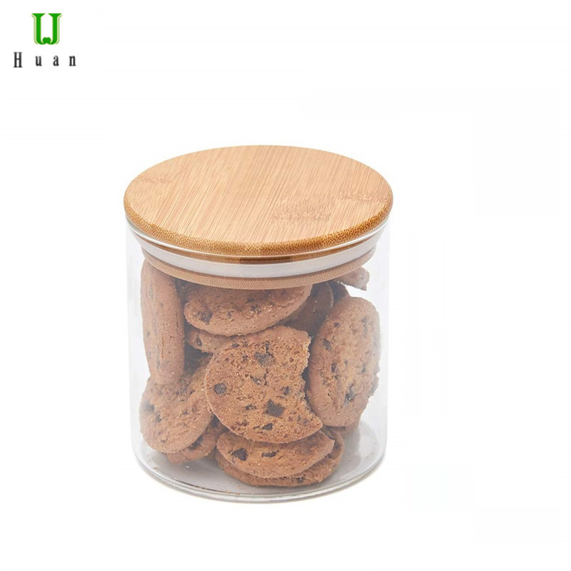 Glass Material and Eco-Friendly Feature borosilicate glass storage jar with bamboo press lid