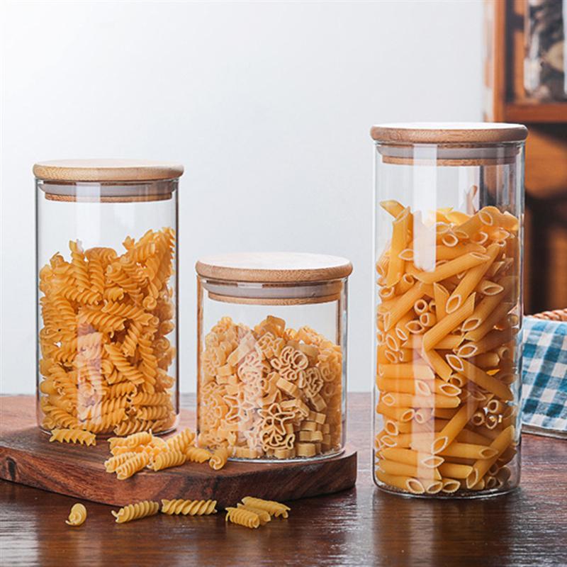 Glass Material and Eco-Friendly Feature borosilicate glass storage jar with bamboo press lid