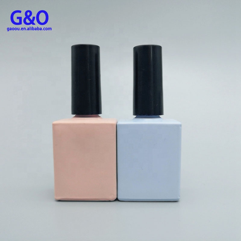 Glass Nail Polish Bottle Square 15ml with Black Plastic Cap