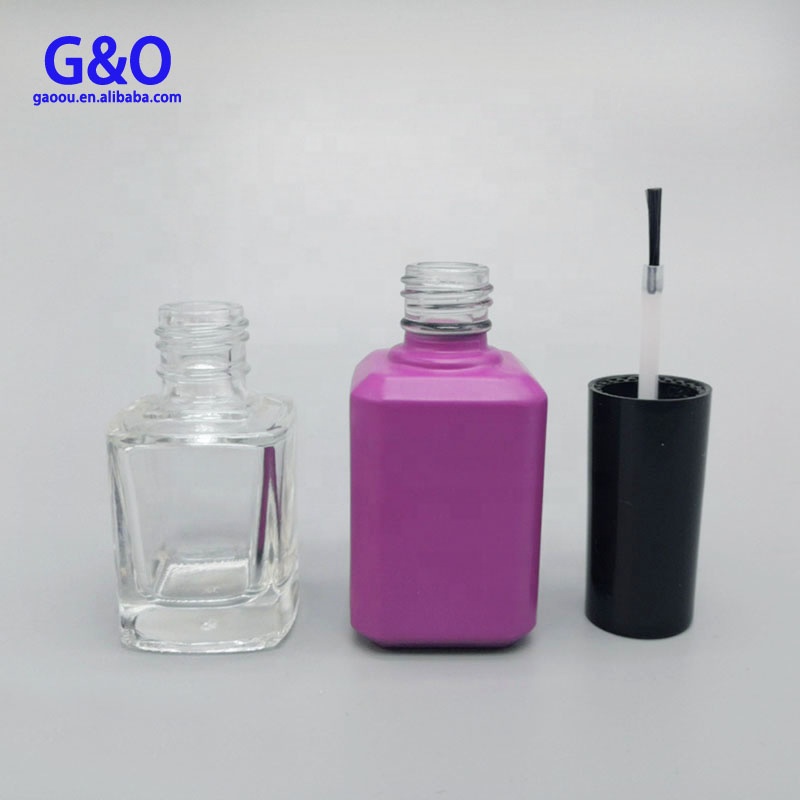 Glass Nail Polish Bottle Square 15ml with Black Plastic Cap
