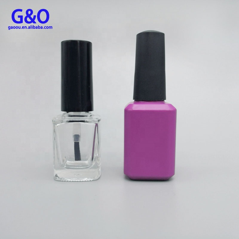 Glass Nail Polish Bottle Square 15ml with Black Plastic Cap