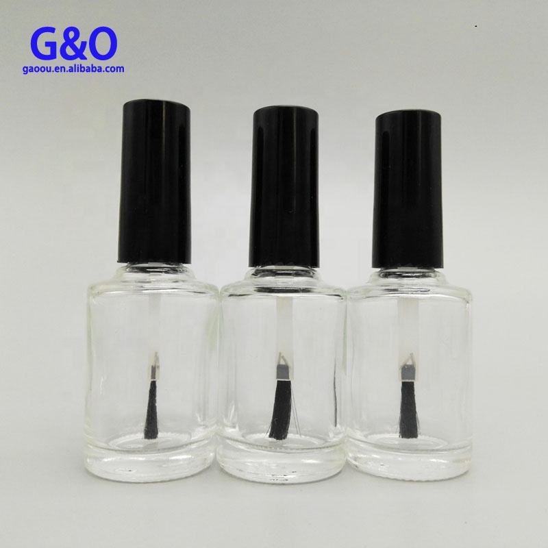 Glass Nail Polish Bottle Square 15ml with Black Plastic Cap