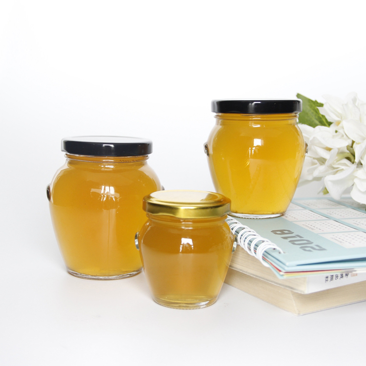 Glass Orcio Jars 106ml 212ml 314ml 580ml For Butter Honey Jam Pickles Storage With Metal Lid
