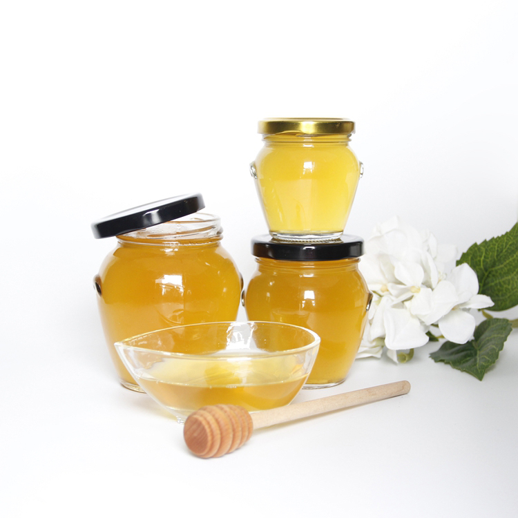 Glass Orcio Jars 106ml 212ml 314ml 580ml For Butter Honey Jam Pickles Storage With Metal Lid