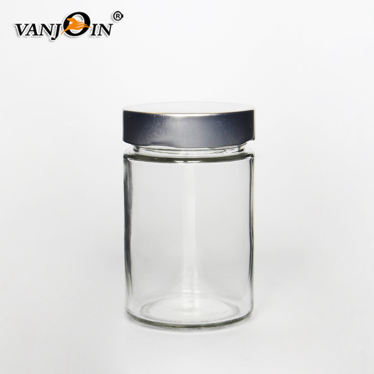Glass Packaging 12oz 350ml Cylinder Round Glass Honey Jar With Deep Lid For Food