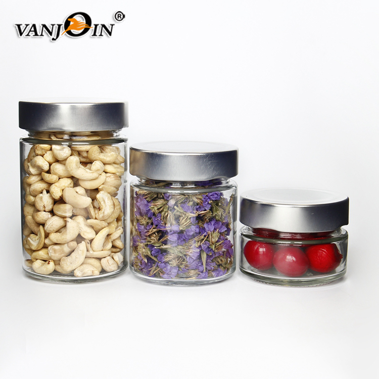 Glass Packaging 12oz 350ml Cylinder Round Glass Honey Jar With Deep Lid For Food