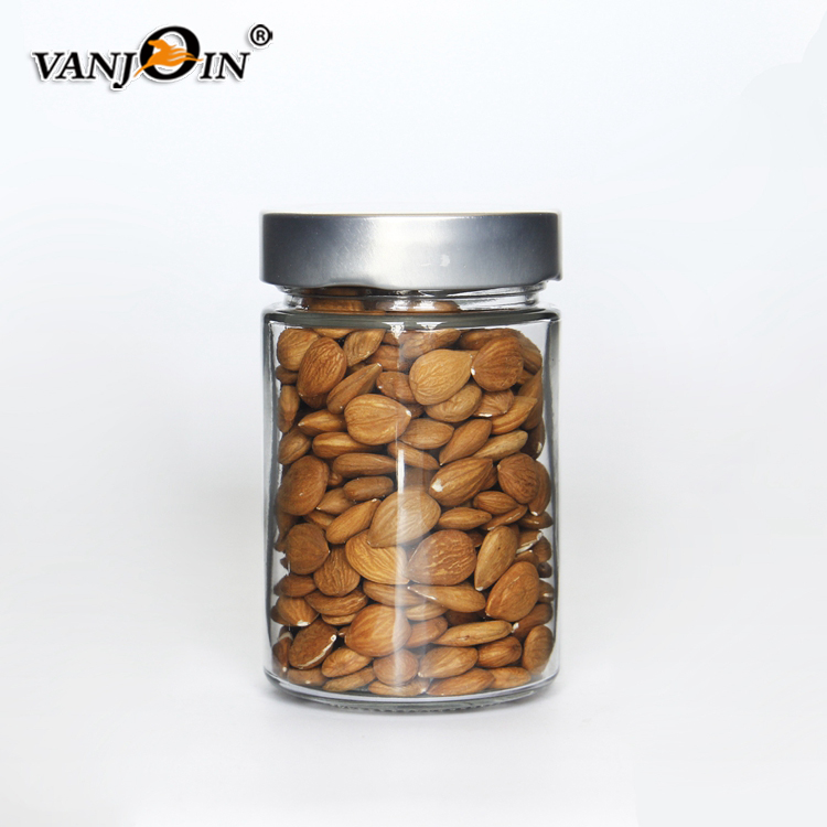 Glass Packaging 12oz 350ml Cylinder Round Glass Honey Jar With Deep Lid For Food
