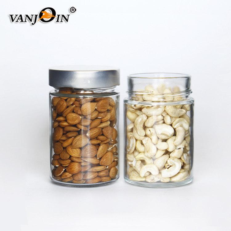 Glass Packaging 12oz 350ml Cylinder Round Glass Honey Jar With Deep Lid For Food