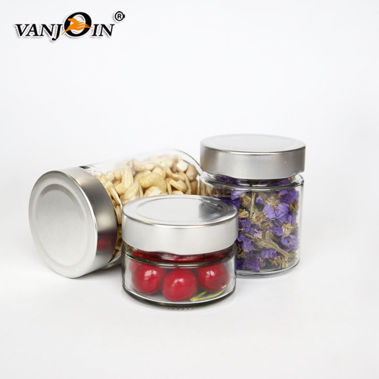 Glass Packaging 12oz 350ml Cylinder Round Glass Honey Jar With Deep Lid For Food