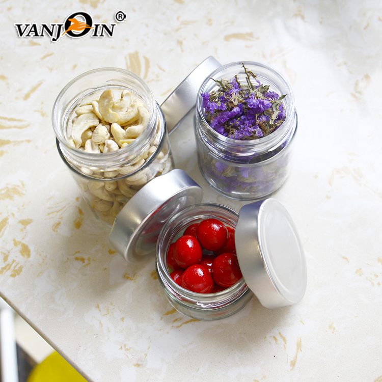 Glass Packaging 12oz 350ml Cylinder Round Glass Honey Jar With Deep Lid For Food