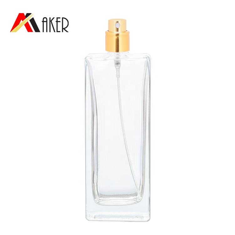 Glass Perfume Bottle Mist Sprayer Manufacturer 50ml Square Clear Crystal with Gold Aluminum Crystal White Material Personal Care