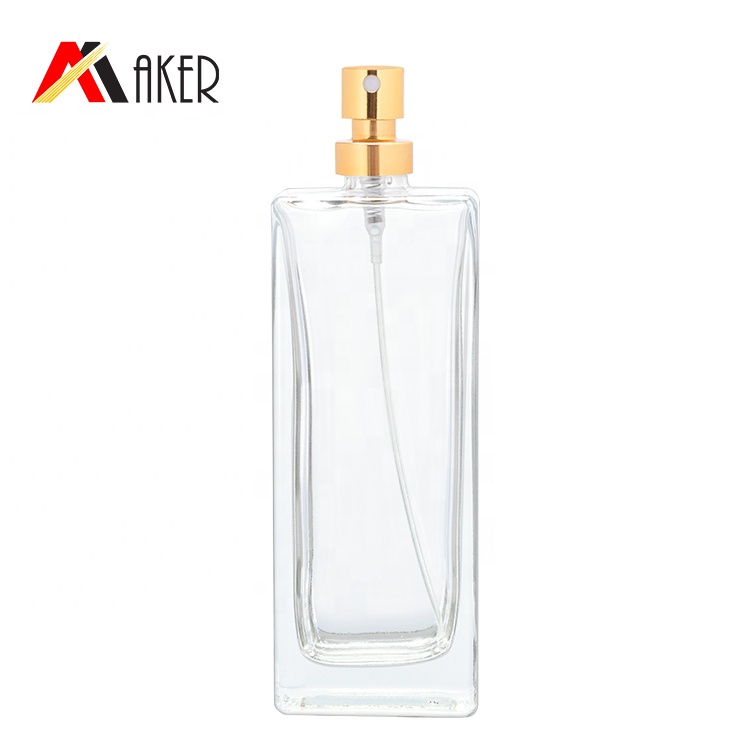 Glass Perfume Bottle Mist Sprayer Manufacturer 50ml Square Clear Crystal with Gold Aluminum Crystal White Material Personal Care