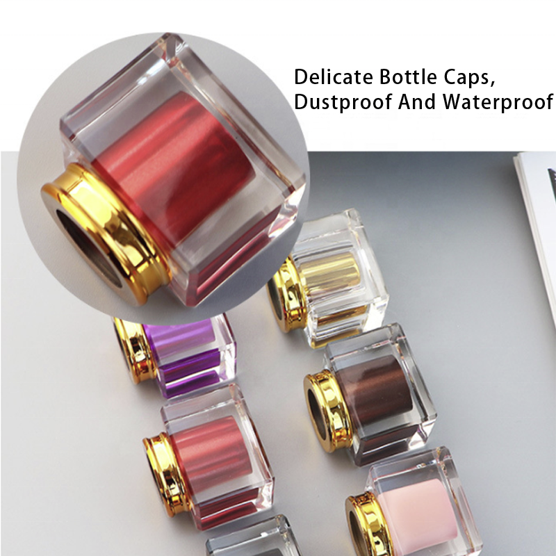 Glass Perfume Empty Spray Bottles Gold Cap Refillable Luxury Wholesale Square 50ml Red Pink Black PUMP Sprayer Perfume Packing