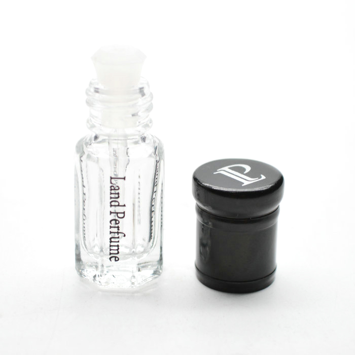 Glass Perfume Oil Bottle 3ml octagonal attar bottle with metal cap and glass stick