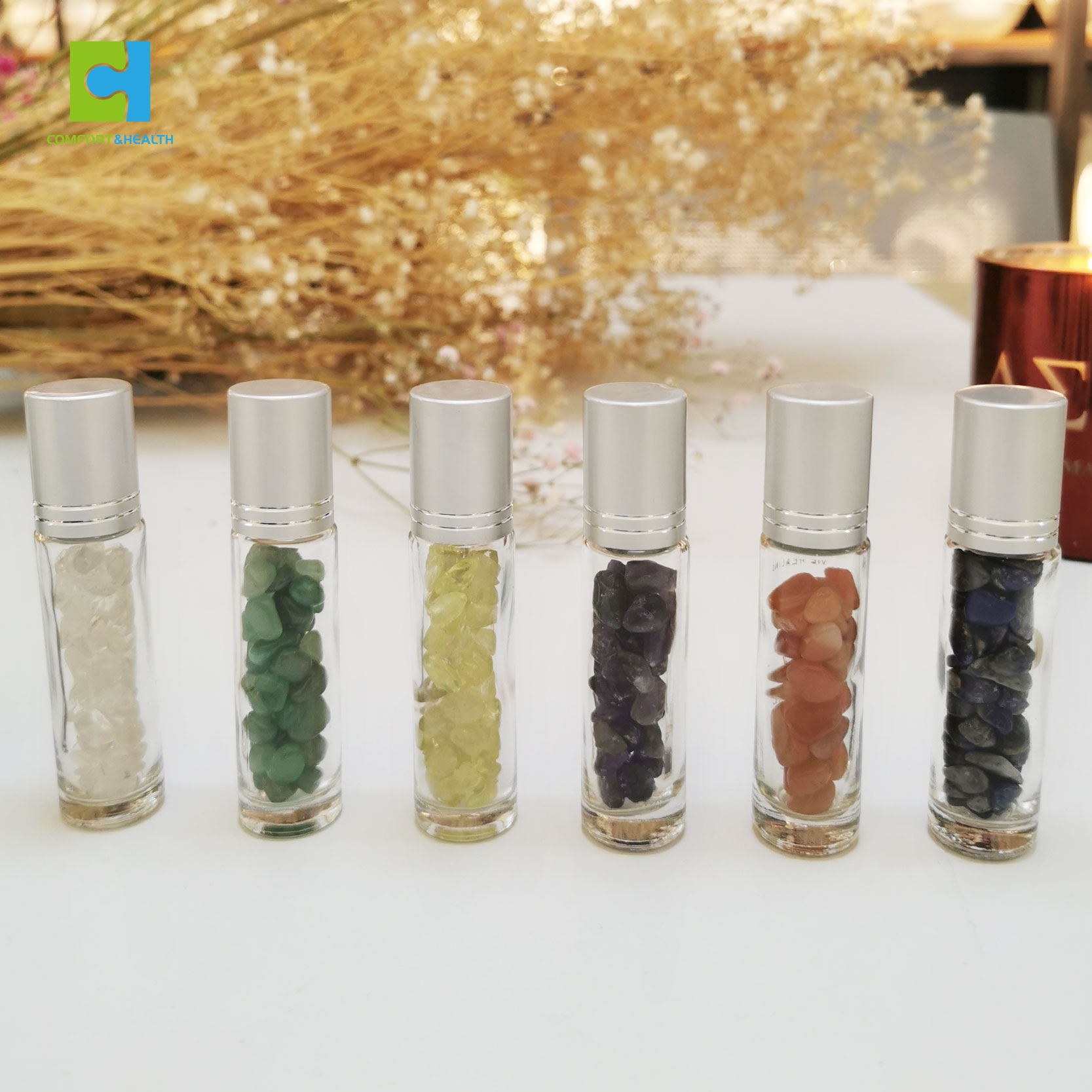 Glass Roll On Perfume Bottles Essential Oil Glass Crystal Roller Bottle 10Ml