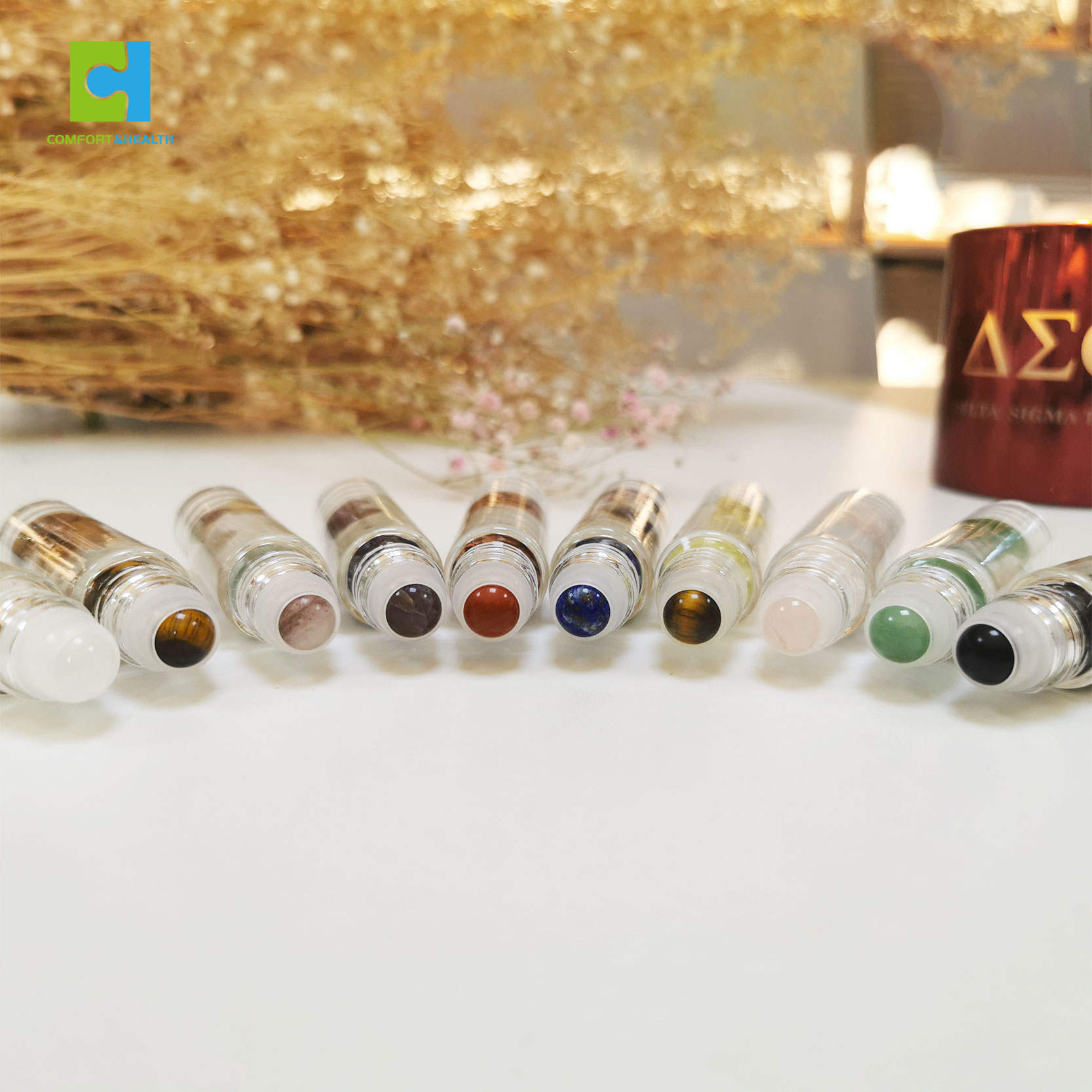Glass Roll On Perfume Bottles Essential Oil Glass Crystal Roller Bottle 10Ml